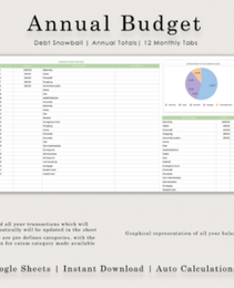 Annual Budget Tracker - Google Sheets