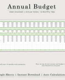 Annual Budget Tracker - Google Sheets